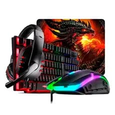 Kit Gamer Teclado Semi Mecânico + Mouse Led Rgb Iluminado Jogos Pc Usb + Mouse Pad Gamer + HeadSet