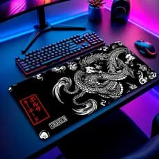 Mouse Pad Gamer Traxen  32x27cm / 60x30cm / 70x35cm  Estampas Dragao Chines + Porta Copo