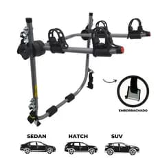 15 - Transbike Suporte para 2 bicicletas Prata tira Preta Sedan Hatch MTB Speed