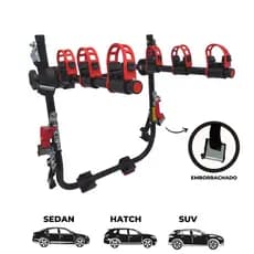16 - Transbike Suporte para 3 bicicletas FIRE Preto com Vermelho