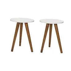 Kit 2 Mesinhas Pequena Mesa De Cabeceira Pé Palito Tripé Decoração De Luxo Para Quartos e Salas