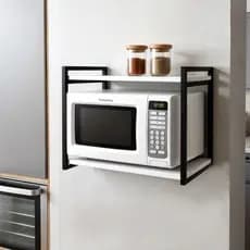 Suporte De Micro-ondas Forno Eletrico Air Fryer Porta Tempeiros Industrial Multiuso 2 Prateleiras Aço Reforçado Cozinha