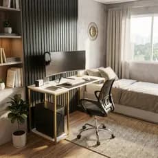Escrivaninha Industrial Mesa Home Office 117x60 Prateleira para CPU com Estrutura de Ferro