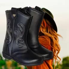 Bota feminina infantil festa junina country blogueira estilo boiadeira Ana Castela kapell com zíper