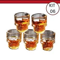 Conjunto 6 Copos De Caveira Drink Vidro Dose Shot 50ml - Lyor