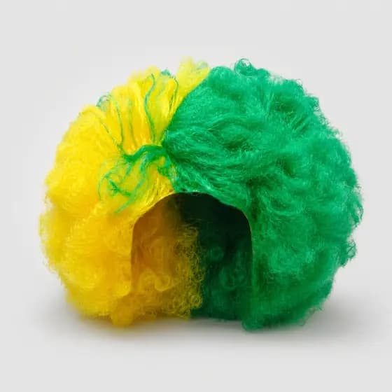 Peruca Black Power Brasil Verde e Amarela para Torcida, Copa, Carnaval e Festa Temática