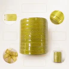 Fita Cetim Lurex Dourado 10 mm 228,5 Metros com 10 Unidades Para Laços Artesanato e Embalagem