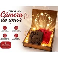 Presente Namorados Caixa com LED + 2 Chaveiros Câmera Personalizados com Foto - Presente Criativo Dia dos Namorados