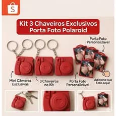 Kit 3 Chaveiros Câmera Retro Polaroid - Presente Criativo E Lindo