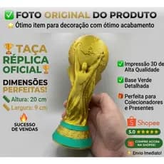 Taça Copa Do Mundo Dourada 20cm Decoração Presente