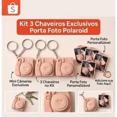 Kit 3 Chaveiros Estilo Polaroid Porta Foto Criativo 3D