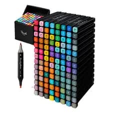 Kit Canetas Ponta Dupla 120 Cores Estojo de Canetinhas Colorir
