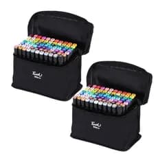 Kit 2 Estojo 80 Cores Canetinha Marcador Ponta Dupla Escolar Tik Tok