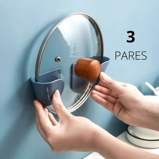 Kit Suporte para Tampa de Panela Adesivo Organizador 3 pares - 6 unidades