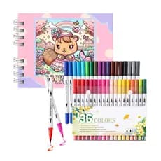 Kit Livro de Colorir 48 Canetinhas Ponta Dupla Estojo de Canetas Marcador Capivara