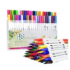 Canetinhas de Colorir Ponta Dupla 48 Cores Estojo de Canetas Marcador