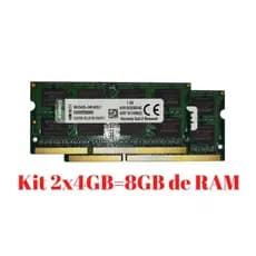 Kit Memórias Ram Kingston 8gb (2x 4gb) DDR3 SODIMM 1333mhz 1.35v