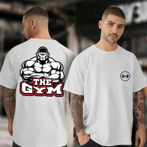 Camisrta Anilha Frente The Gym Costas Unisex Frente e Costas 100% Algodão