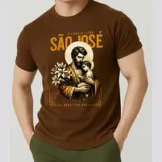 Camiseta Religiosa Católica O Carpinteiro São José Rogai Por Nós Unissex 100% Algodão