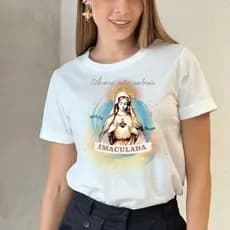 Camiseta Católica Eu sou da Imaculada Unissex 100% Algodão