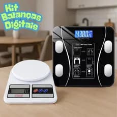 Kit de Balanças Digitais Cozinha e Bioimpedância Reeducação alimentar Regime Dieta Nutrição Fitness