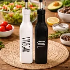 Kit Galheteiro De Vidro Com Bico Dosador Porta Azeite e Vinagre Kit Luxo 2 Peças Modernos Kit Azeite e Vinagre