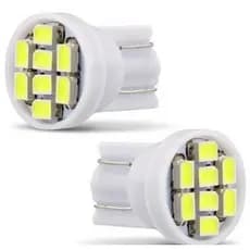 Par Lâmpadas LED T10 Pingo 8SMD 8 LEDs 12V 1W Tonalidade Branca