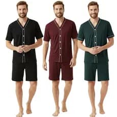 Pijama Masculino Manga Curta / Roupa de Dormir com Botões