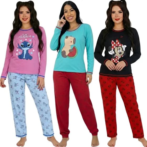Pijama Feminino Personagem / Pijama de Inverno / Pijama Longo