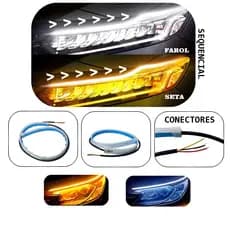 Kit Par Fita Led 45cm Drl 3000k 6000k Flexivel Farol E Seta