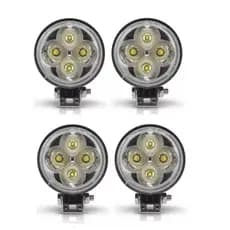Kit 04 Farois de milha redondo 12w 4 leds Carro Caminhonete