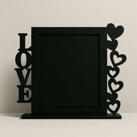 Porta-Retrato Decorativo LOVE MDF Preto – Ideal para Casal