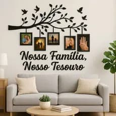 Quadro Decorativo em MDF – Árvore com Molduras para Fotos de Família Decoração Casa Parede Quarto Presente