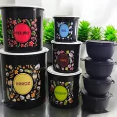 Kit 5 Potes Mantimentos Plastico Para Alimentos 5 Potes Mantimentos + 4 Potes Bowl 1L Boll