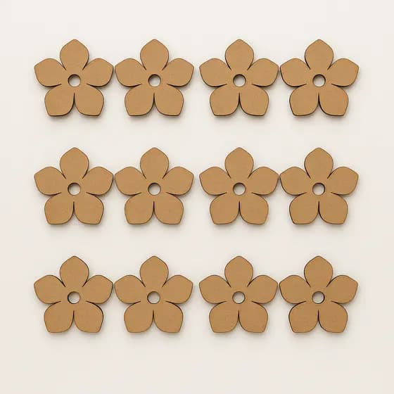 Kit Flores MDF Cru para Artesanato – Enfeites, Painéis, Toppers e Lembranças