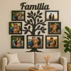 Mural de Fotos Família em MDF Árvore Decorativa