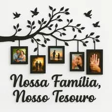 Painel Decorativo Nossa Família Nosso Tesouro em MDF – Moldura de Fotos 10x15