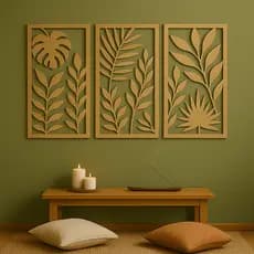 Quadros Decorativos de Folhas em MDF – Estilo Clean e Elegante Enfeite