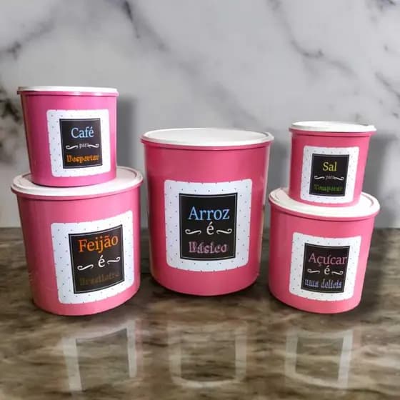 Kit 5 Potes Para Mantimento Cozinha Utilidades Para Casa Para Armazenamento Cozinha