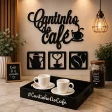 Bandeija Para Cafe da Manha Cantinho Do Cafe Preta/Marrom Tabaco