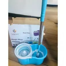 Esfregão Giratório Cabo de Aço Inoxidável Estendido e Balde 360