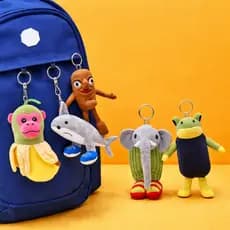 Chaveiro Pelúcia Mochila Pingente Bolsa Estampa Bordado Safari Animais Desenho Animado