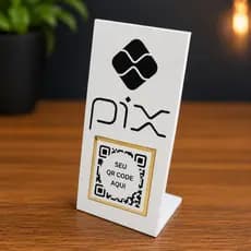 Placa Pix de Mesa Personalizada QR Code Suporte Pagamento Pix Balcão Loja Comércio Caixa Recepção