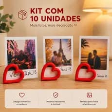 Kit 10 Porta Foto Coração Decorativo Suporte Para Polaroid e Lembranças