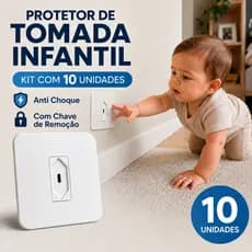 PROTETOR DE TOMADA INFANTIL 10UN ANTICHOQUE SEGURANÇA BEBÊ COM CHAVE