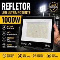 Refletor Led 1000W Super Potente Ip66 Prova Dagua Bivolt 6500K