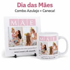 Presente Dia das Mães Personalizado Kit Azulejo Decorativo + Caneca com Foto