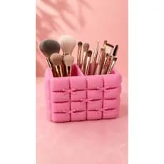 Organizador de Maquiagem Rosa Porta Pincéis 3D Estilo Puffy Decorativo