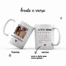 Caneca com Foto Personalizada + Data Especial | Calendário ou Estilo Spotify | Presente Namorado
