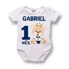 Body Bebê personalizado Menina ou Menino com Nome, Urso, Safari, Coroa. Body Bebê Personalizado